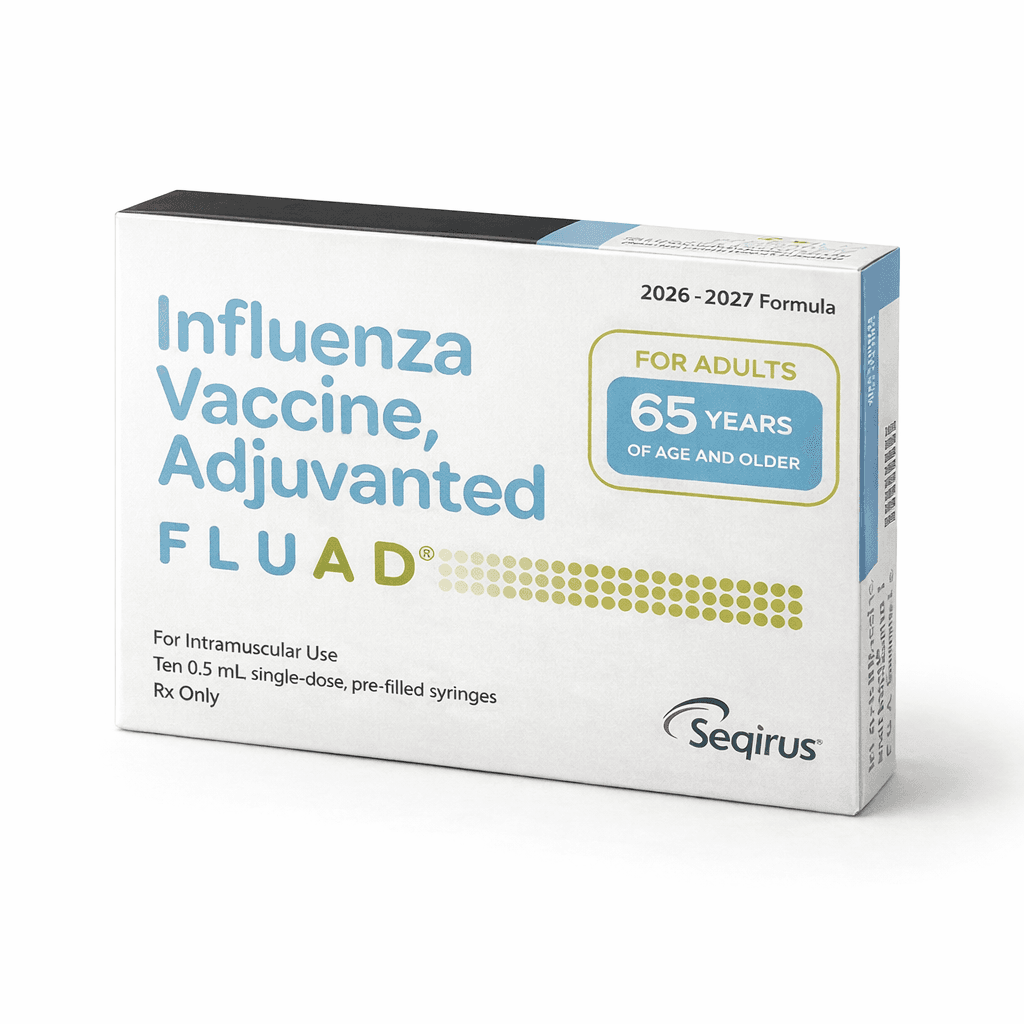 Fluad pre-filled syringe 10 pack product image.