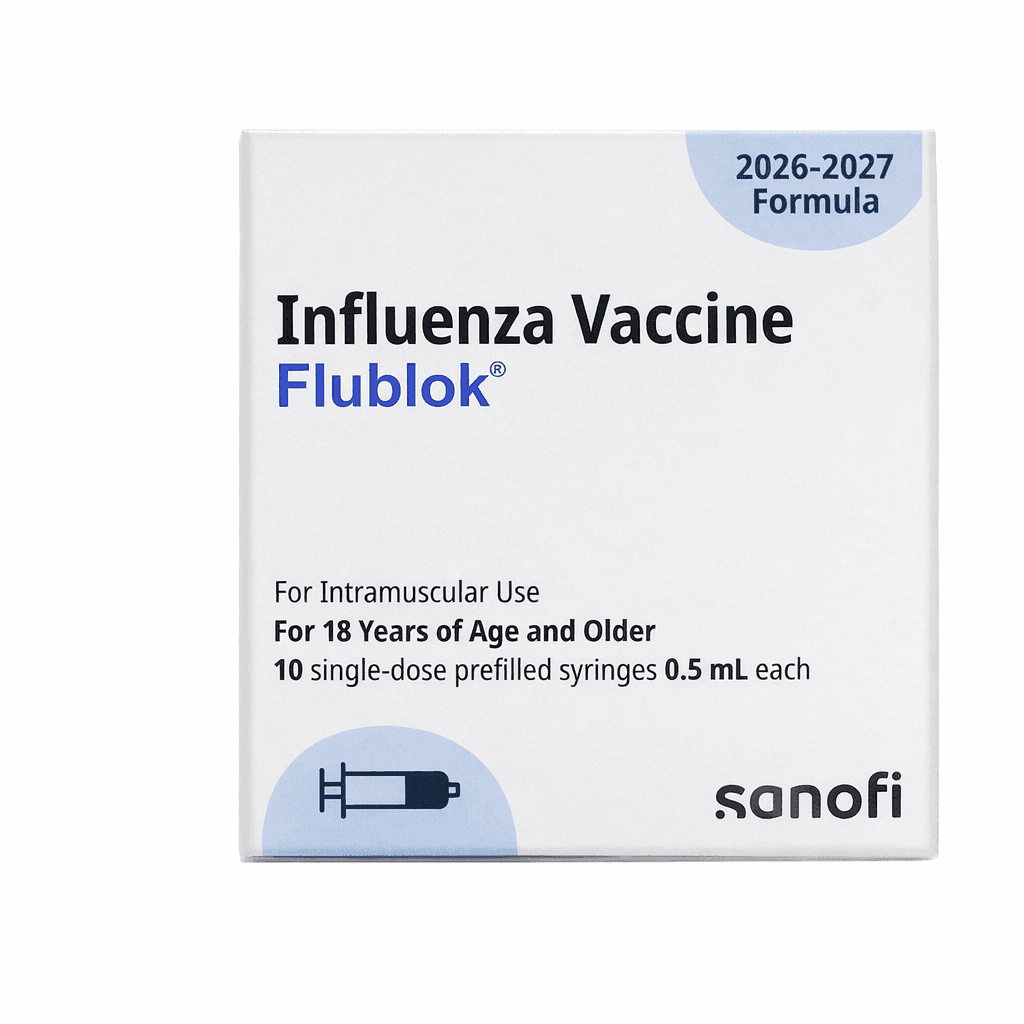 Flublok pre-filled syringe 10 pack product image.