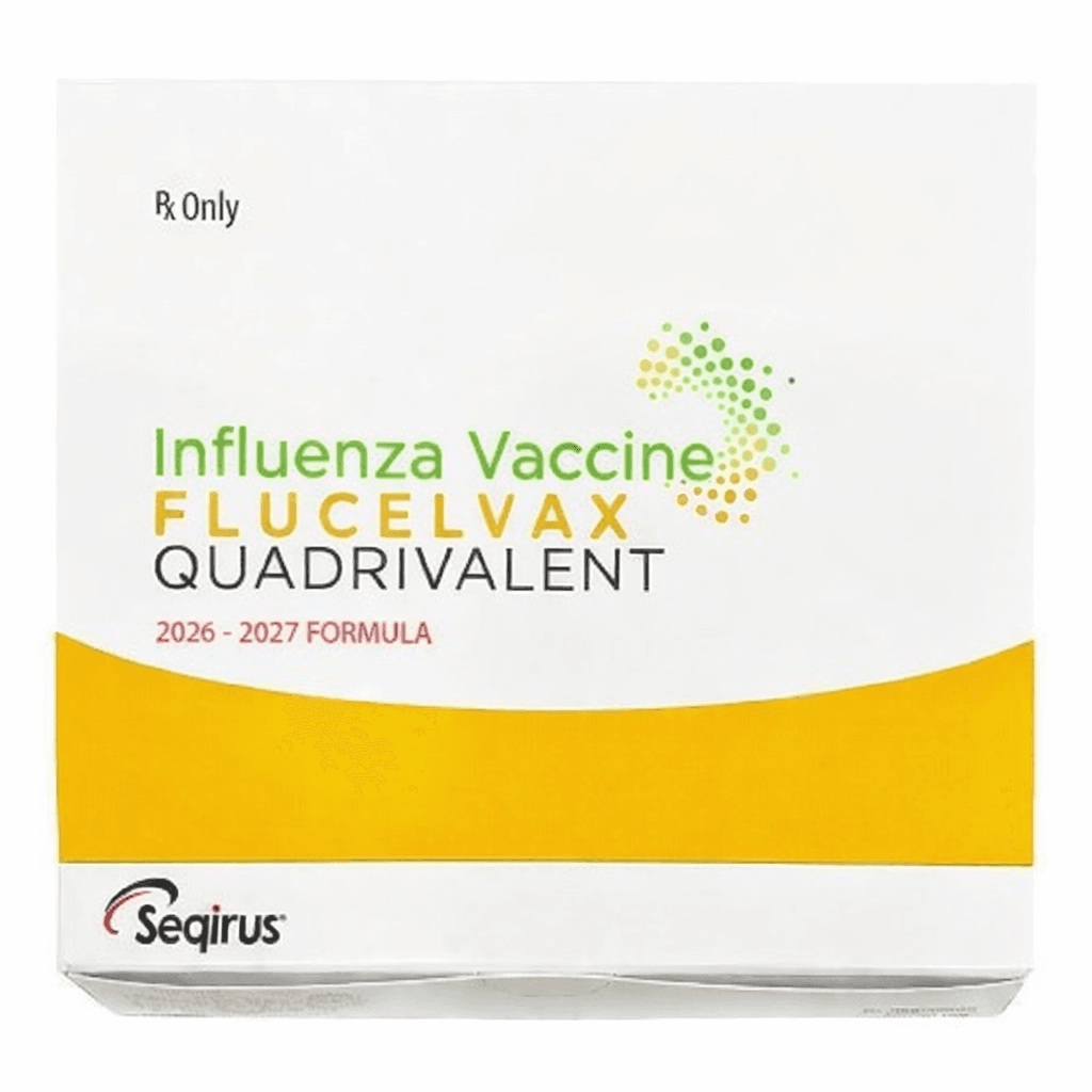 Flucelvax pre-filled syringe 10 pack product image.