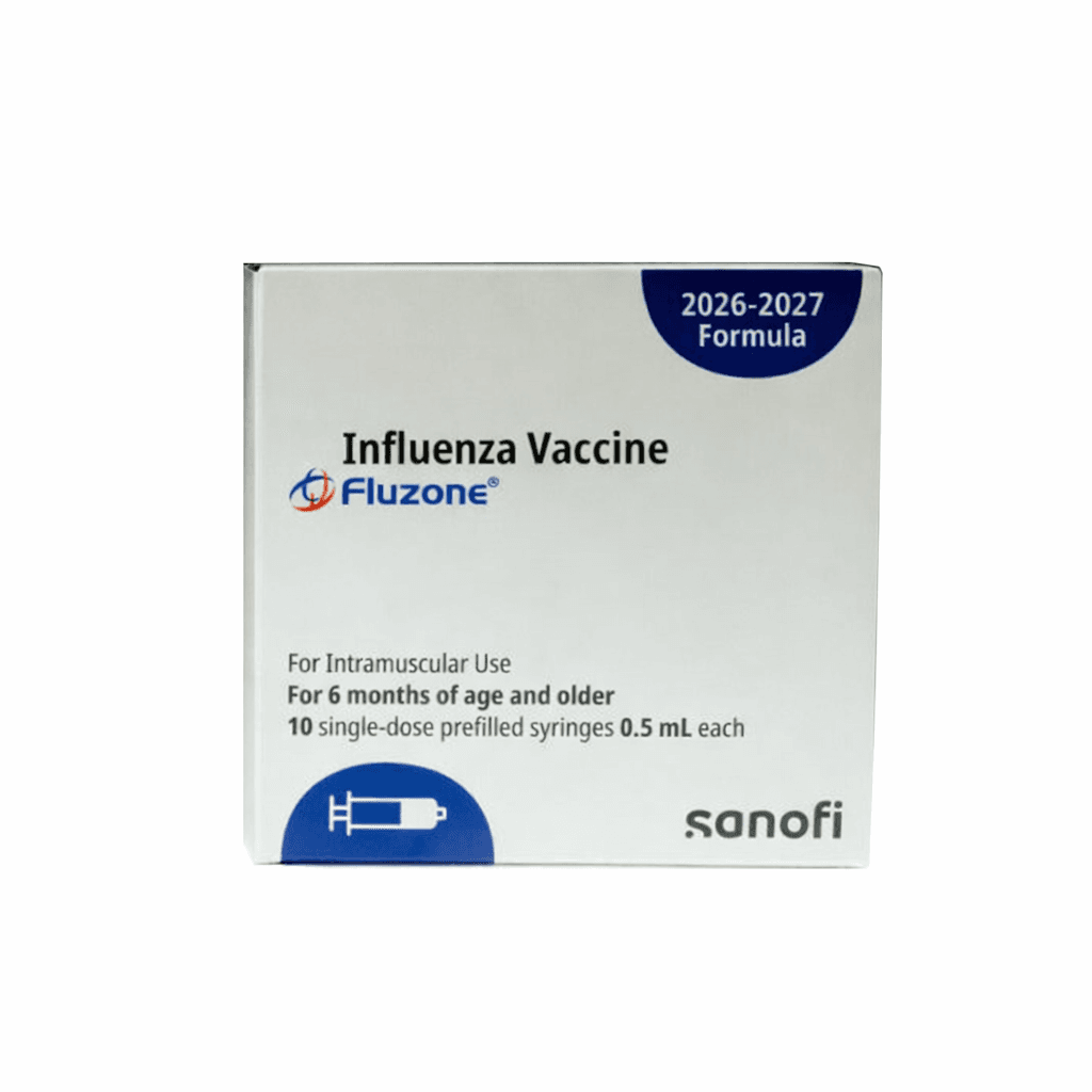 Fluzone pre-filled syringe 10 pack product image.